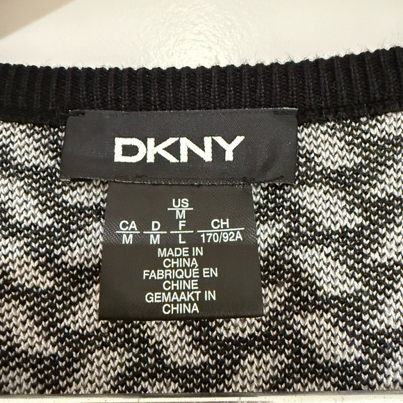 DKNY Black and White Patterned Womens Dress Size Medium - Picture 3 of 4